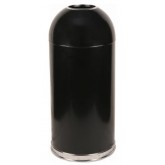 WITT Metal Open Top Dome Indoor Trash Receptacle - 15 gallon, Black